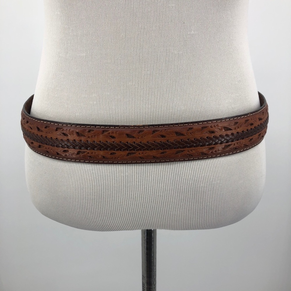Boho Western Belt Brown Tooled Leather Resistol View 6